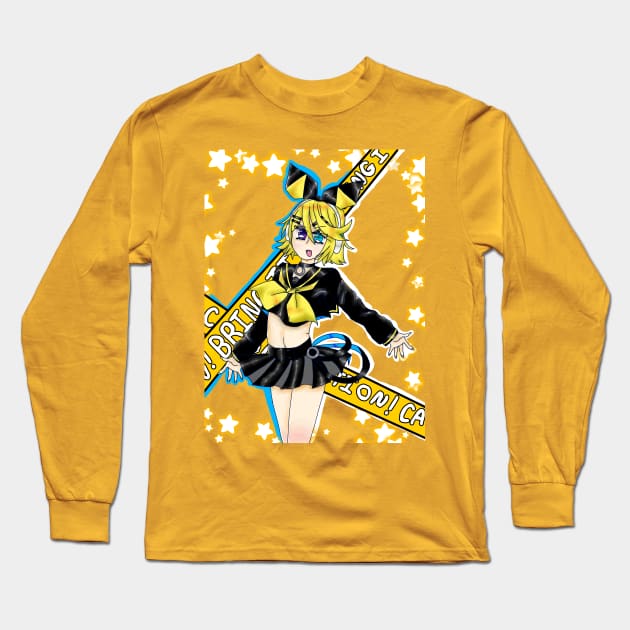 Kagamine Rin Bring it on! version Long Sleeve T-Shirt by Wiley Blue 